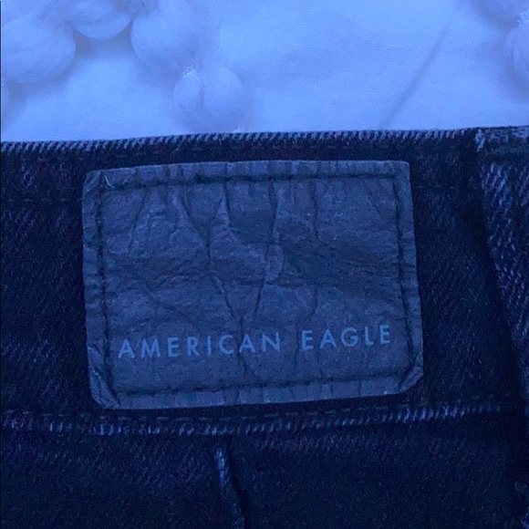 Black denim button up distressed skirt - Picture 3 of 4